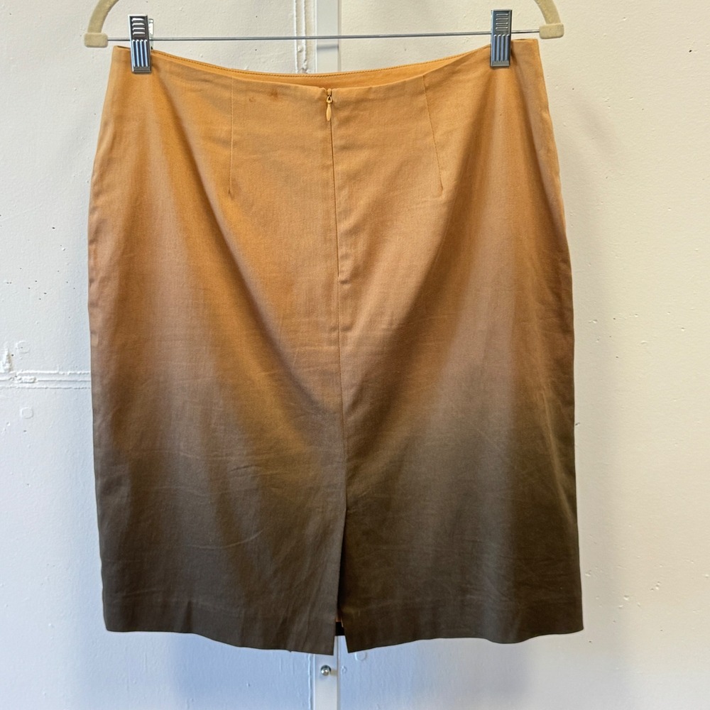 Coldwater Creek Ombre Pencil Skirt Tan Brown Gradient Cotton Blend PS 6-8 - Picture 2 of 8